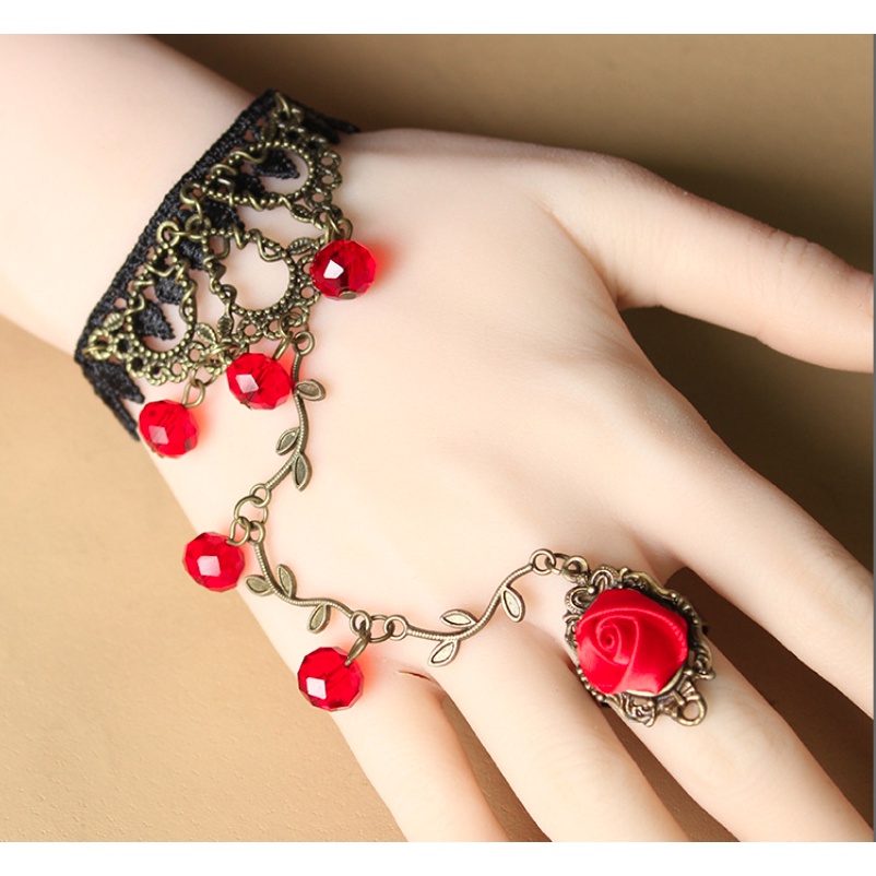 Lắc tay vòng tay nữ choker tự điều chỉnh kích thước ren hoa hồng hàn quốc dễ thương