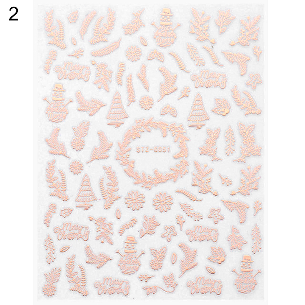 [Hàng mới về] Bộ 3 Miếng Dán Móng Tay Họa Tiết Giáng Sinh Xinh Xắn