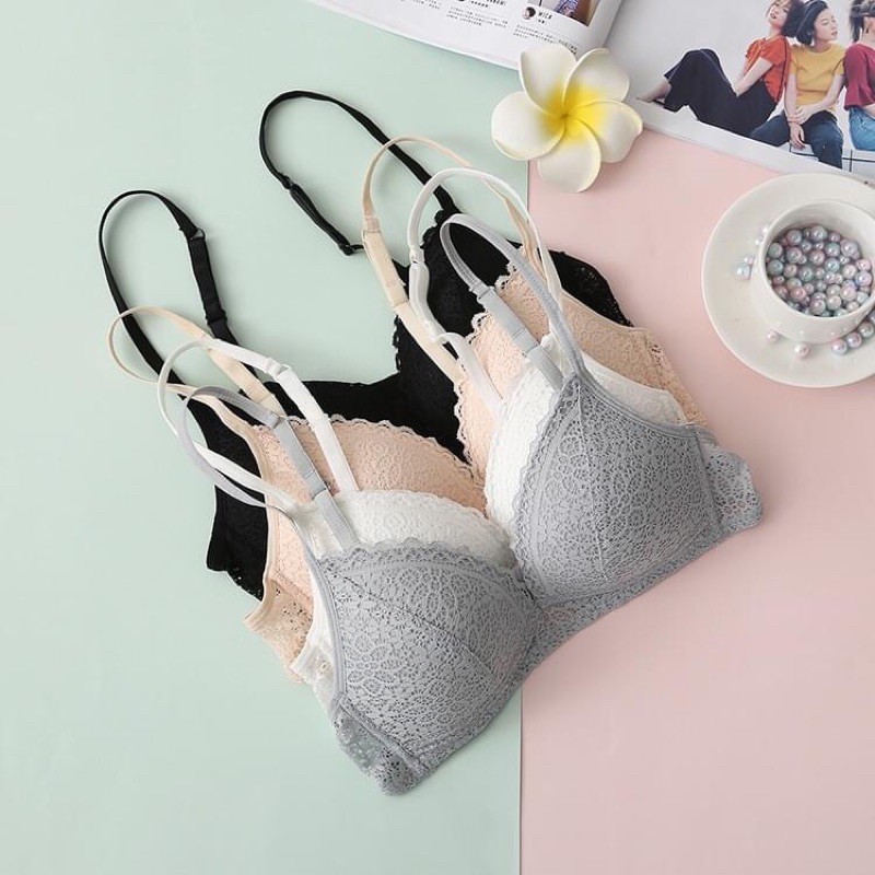 Hàng cao cấp- Áo lót đúc ren không gọng dây kép đệm mỏng siêu đẹp