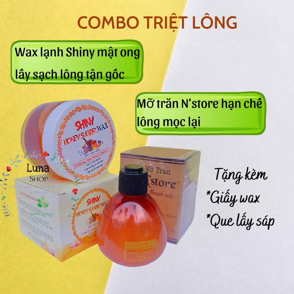 Combo triệt lông Wax Shiny handmade +mỡ trăn N store triệt lông tại nhà