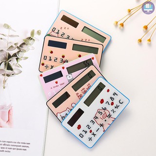 G&M Mini Card Size Calculator Ultra-thin Cute Cartoon Solar Powered Calculator 8 Digits Display Portable for Office School Students Stationery Supplies