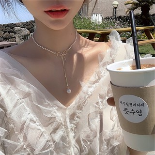 Dây chuyền ngọc trai đính nơ