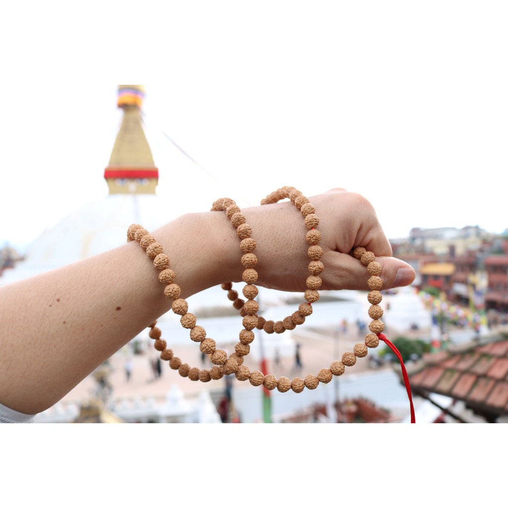 Chuỗi hạt bồ đề Kim Cang tự nhiên Nepal 108 hạt 8mm - Nepali Handmade Rudraksha Mala