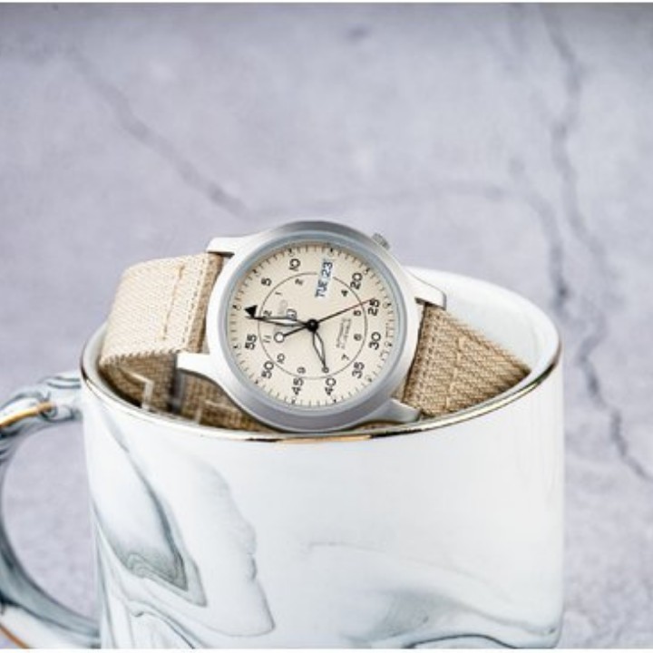 Đồng Hồ Nam Máy Cơ Seiko 5 quân đội SNK803K2S - dây nato vàng - mặt vàng , chống nước , bảo hành chính hãng