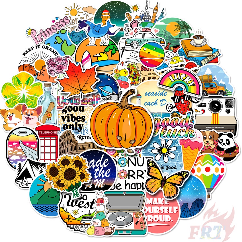 ❉ Bộ 03 Sticker Dán Trang Trí Xinh Xắn Chất Lượng ❉ Bộ 50 Sticker Chống Thấm Nước Họa Tiết Doodle Hợp Thời Trang