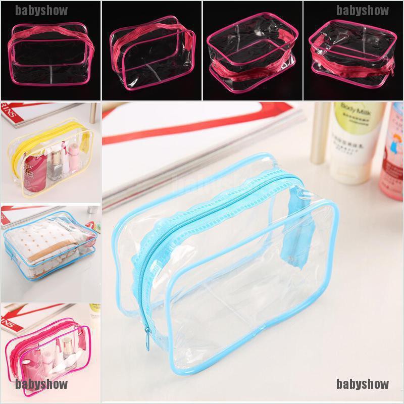 Túi Nhựa PVC Trong Suốt Đựng Mỹ Phẩm Có Khóa Kéo Tiện Dụng Mang Theo Du Lịch