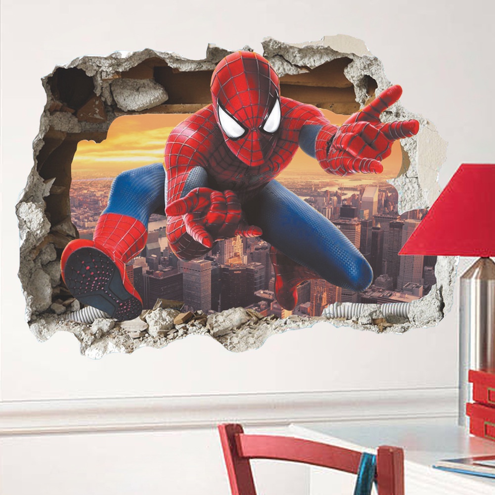 Miếng dán tường 3D hình siêu anh hùng Marvel The Avengers