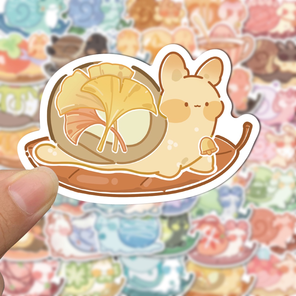 Bộ 50 Miếng Dán Trang Trí Laptop Chống Thấm Nước Hình Ốc Sên Hoạt Hình Dễ Thương