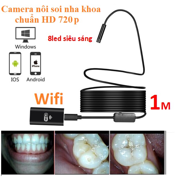 Camera nội soi dây cáp cứng định hình dài 1m phát Wifi chuẩn HD720p