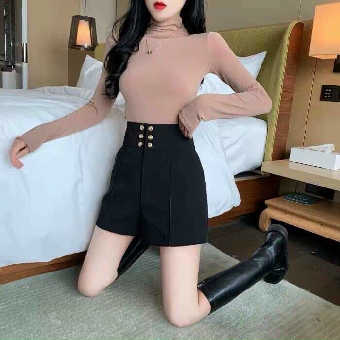 [HOT] Quần Short Nữ Cạp Cao Đính Khuy Siêu Hot 💕 Chất Vitex Đẹp Mềm Mịn | BigBuy360 - bigbuy360.vn