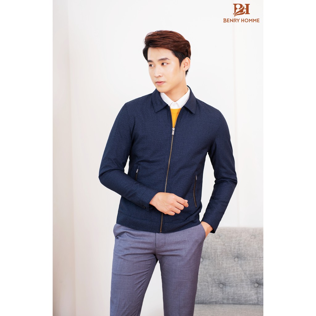 Áo khoác nam Benry, chất liệu vải tuytsi pha lông cừu, Dáng áo slim fit mặc thanh lịch, trẻ trung mã 1858NV-Benryhomme