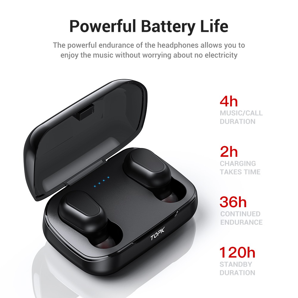 Tai nghe không dây TOPK F22 kết nối bluetooth kiểu dáng nhét tai nhỏ gọn | BigBuy360 - bigbuy360.vn