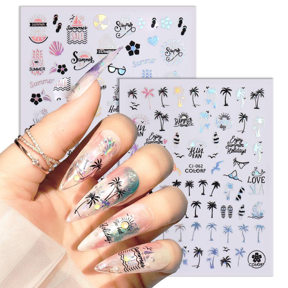 Sticker Dán Trang Trí Móng Tay Hình Cây Dừa Và Cây Dừa