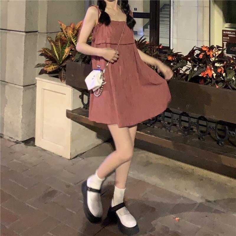 Đầm Ngắn Hai Dây Họa Tiết Kẻ Sọc Phong Cách Hàn Quốc Thời Trang Mùa Hè Hàng Mới Dành Cho Bạn Nữ 2022