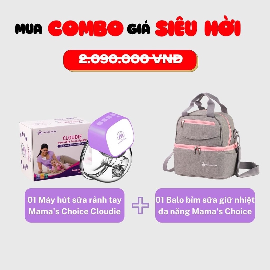 Hút Sữa Di Chuyển Mama’s Choice, Combo Thiết Kế Nhỏ Gọn, Hút Sữa Mọi Lúc Mọi Nơi, Bảo Quản Sữa Mẹ Lên Đến 14 Tiếng