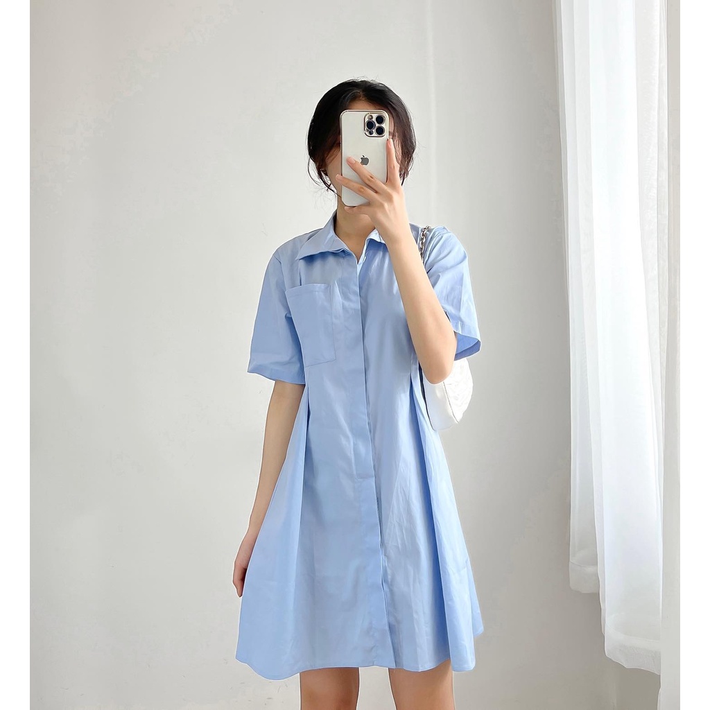 Đầm sơ mi xòe new chất dày dặn thời trang nữ miho house