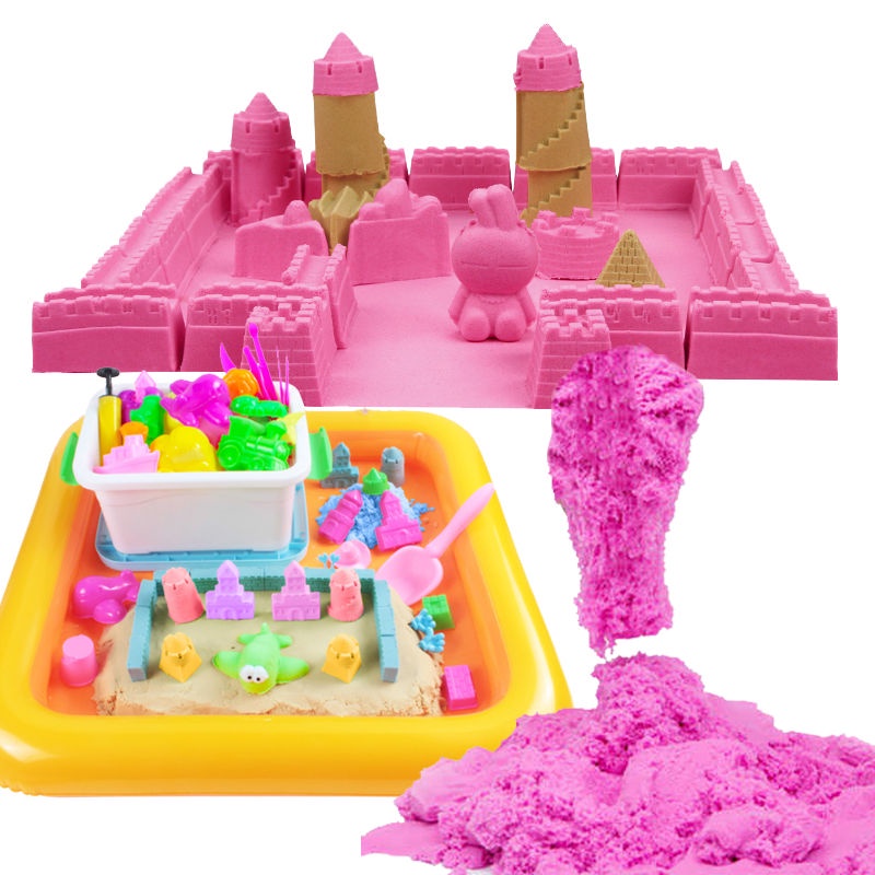 Bộ đồ chơi cát không gian trẻ em An toàn bùn cát sao Hỏa Non- bàn cát độc hại bơm hơi màu ma thuật cát cậu bé và cô gái