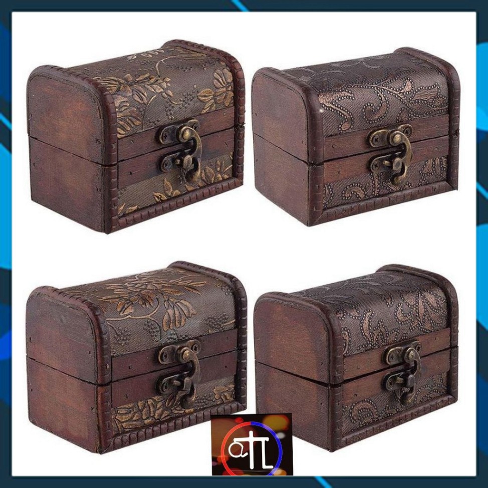 Hộp gỗ đựng MÓC KHOÁ Ô TÔ có khóa kim loại nhỏ phong cách vintage chỉ tặng không bán ``