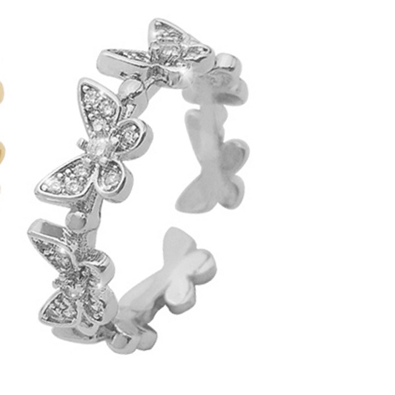 Nhẫn Hở Hình Nơ Đính Đá zircon Sang Trọng Cá Tính Hợp Thời Trang