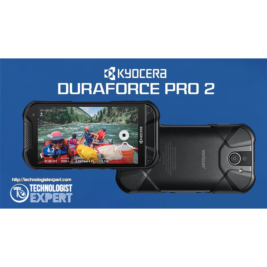 Điện thoại Kyocera DuraForce Pro 2 - Chống nước, chống va đập, Siêu bền - Màn hình sapphire, Action cam 4K, Loa siêu to