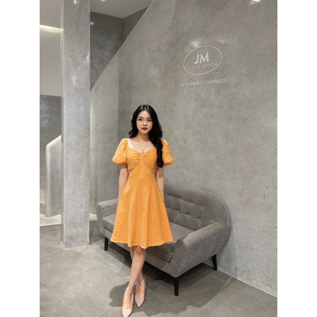 Đầm JM Dress Desgin đổ nhún ngực dây đan trước 1S23.2205PM