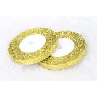 Ruy băng bản 1cm nhũ vàng làm nơ gói quà