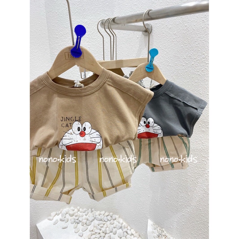 (KHAI TRƯƠNG BÁN GIÁ XƯỞNG + VIDEO HÌNH THẬT) Đồ bộ bé trai bé gái doremon Set áo thun cotton quần đũi thô mềm mát kute