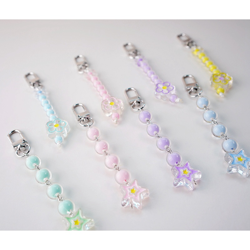 Keychain, keychain bông hoa ngôi sao đáng yêu treo collectbook, binder, túi tote balo