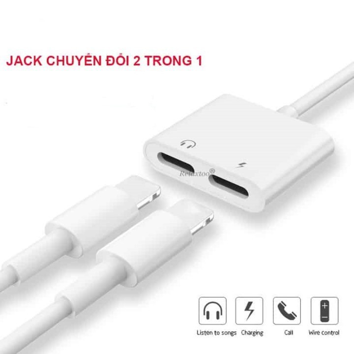 Jack Chuyển 2 cổng Lightning Tai Nghe iPhone 7Plus [vừa sạc vừa nghe nhạc] [2 in 1] 1 đổi 1