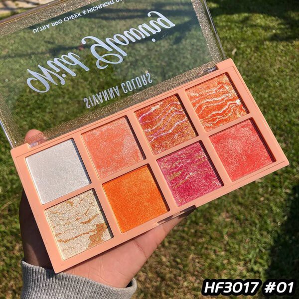 Bảng Phấn Má Hồng & Bắt Sáng Sivanna Colors WilD Glowing Ultra Pro Cheek & Highlight Palette HF3017 01
