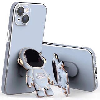 Dành Cho Apple iPhone 17 16e 16 15 14 13 12 11 Pro Max iPhone X XS XR Max 14 7 8 6 6S Plus mini Mạ Vuông Phi Hành Gia Chân Đế Đế Vỏ Điện Thoại Mềm Viền Vuông Ốp Lưng Full Cover
