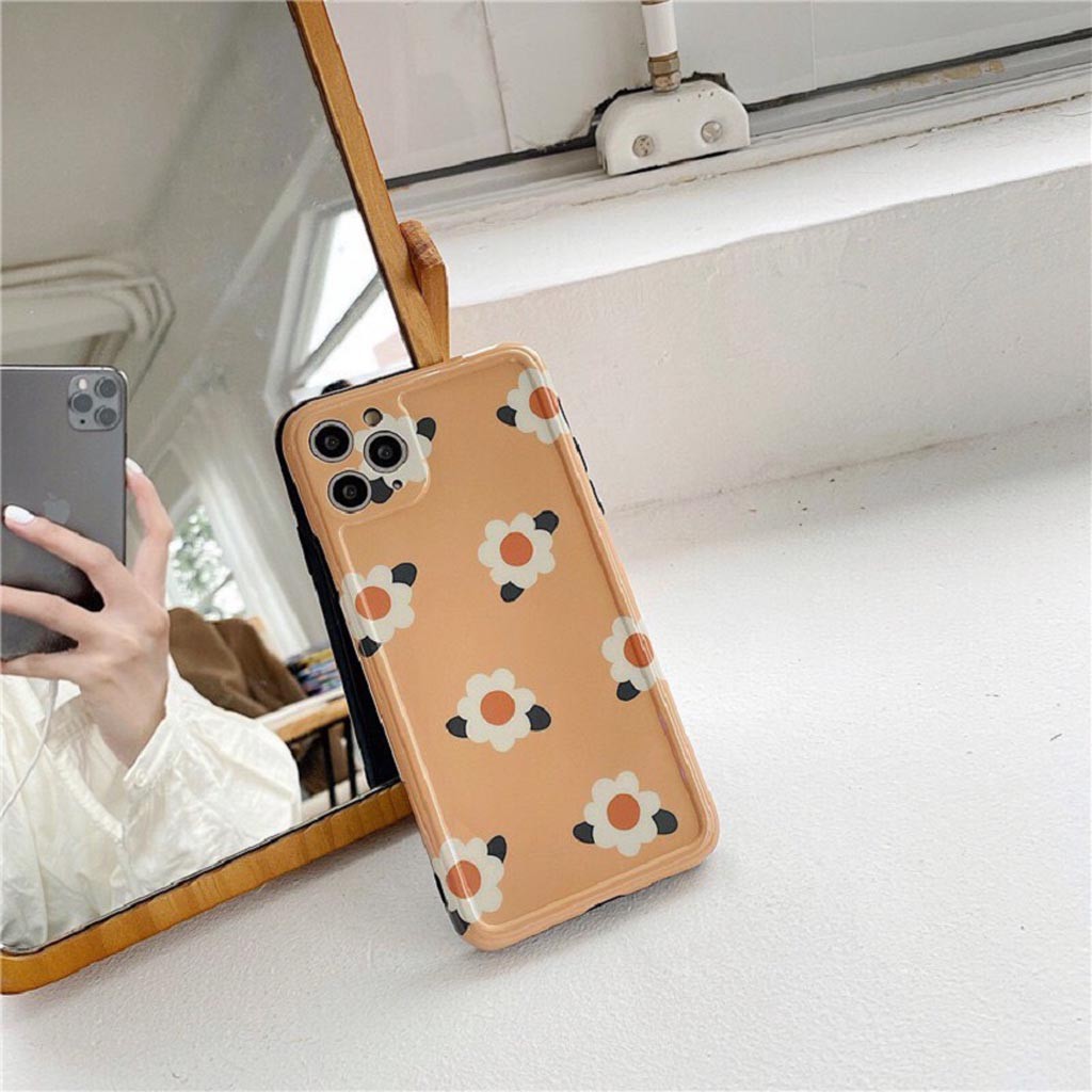 Ốp Lưng Iphone Cao Cấp Full Viền Hoa Cúc Trắng Màu Cam Dành Cho Tất Cả Dòng Iphone từ 6 đến 11promax | BigBuy360 - bigbuy360.vn
