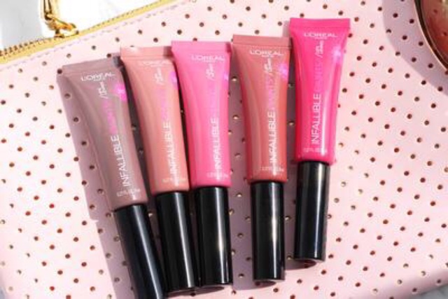 #Son Kem Lì L'Oreal Paris Infallible Lip Paints. Màu hồng dâu.