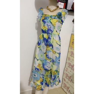 ĐẦM VOAN HOA XANH SIZE M-L