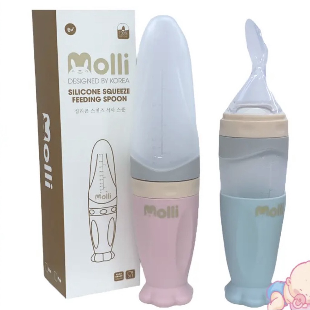 Bình Thìa Ăn Dặm Molli Dung Tích 90ml Hỗ Trợ Uống Sữa, Ăn Bột An Toàn Tiện Lợi