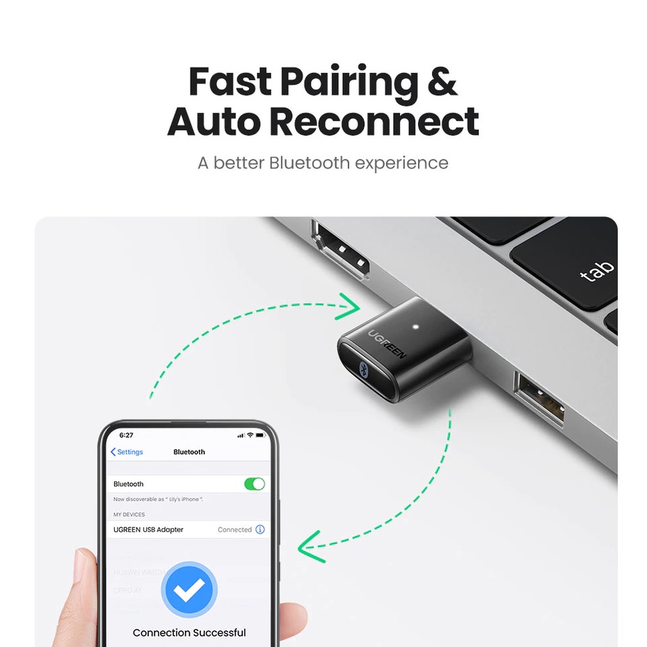 Thiết Bị USB Phát Bluetooth 5.0 Dành Cho Máy Tính Và PC Ugreen CM390 US192 Chính Hãng | BigBuy360 - bigbuy360.vn