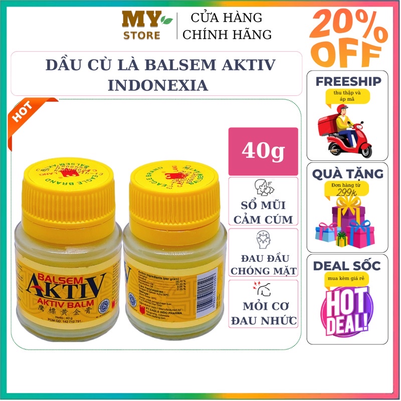 (Chính Hãng) Dầu Cù Là Vàng Balsem AktiV Balm Indonexia 40g