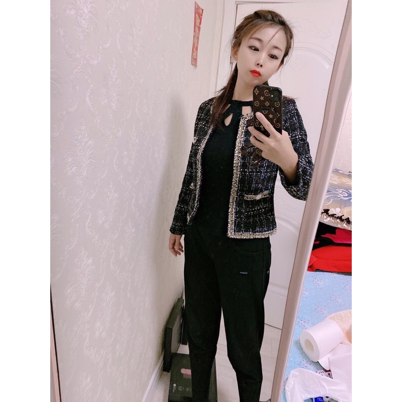 Áo khoác khoác dạ lông kim-thời trang thu đông quảng châu 2021