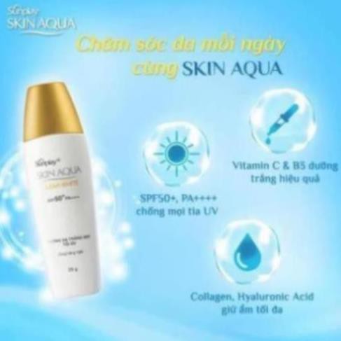 Kem Chống nắng dưỡng da trắng mịn tối ưu SUNPLAY SKIN AQUA CLEAR WHITE (SPF 50+,PA++++) [Mới 2021]