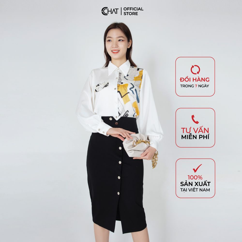 Chân váy bút chì tà xẻ CChat Clothes