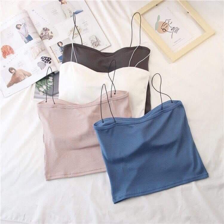 Áo Dây Mảnh Áo Ngực Dáng Lửng Có Đệm Ngực - Áo Bra 2 Dây Sợi Bún