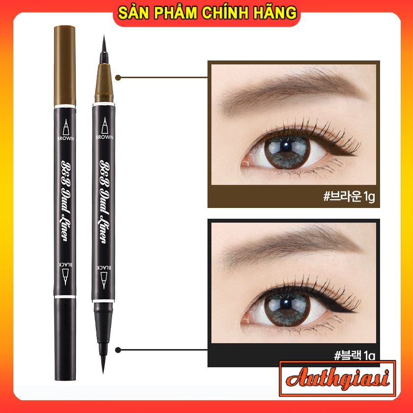 [2 TRONG 1] Dạ kẻ mắt NÂU và ĐEN 2 ĐẦU Berrisom Black & Brown Dual Liner siêu mảnh chống trôi | BigBuy360 - bigbuy360.vn