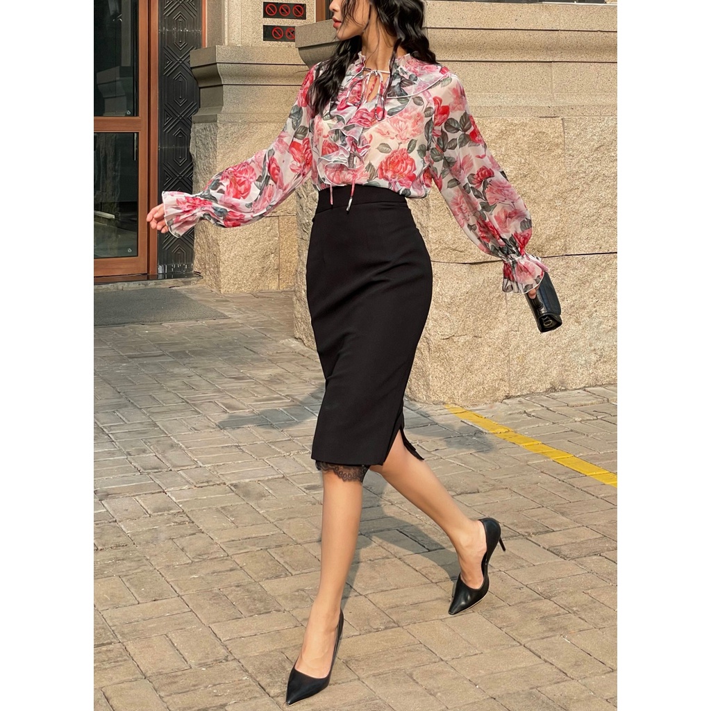 Chân váy bút chì pha ren HUONG BOUTIQUE HBZ395