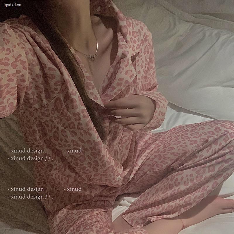 Đồ ngủ pijama dài tay quần dài/ đầm ngủ in họa tiết cho nữ