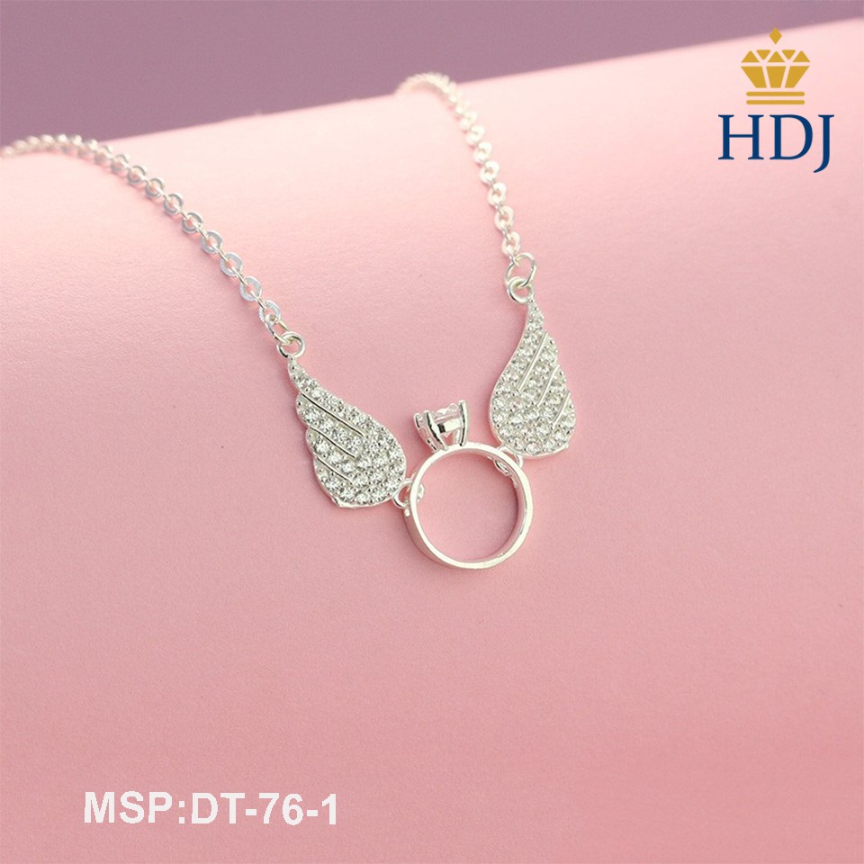 Vòng đeo cổ nữ bạc thiết kế mặt hình đôi cánh thiên thần đính đá đẹp trang sức HDJ mã DT-76-1