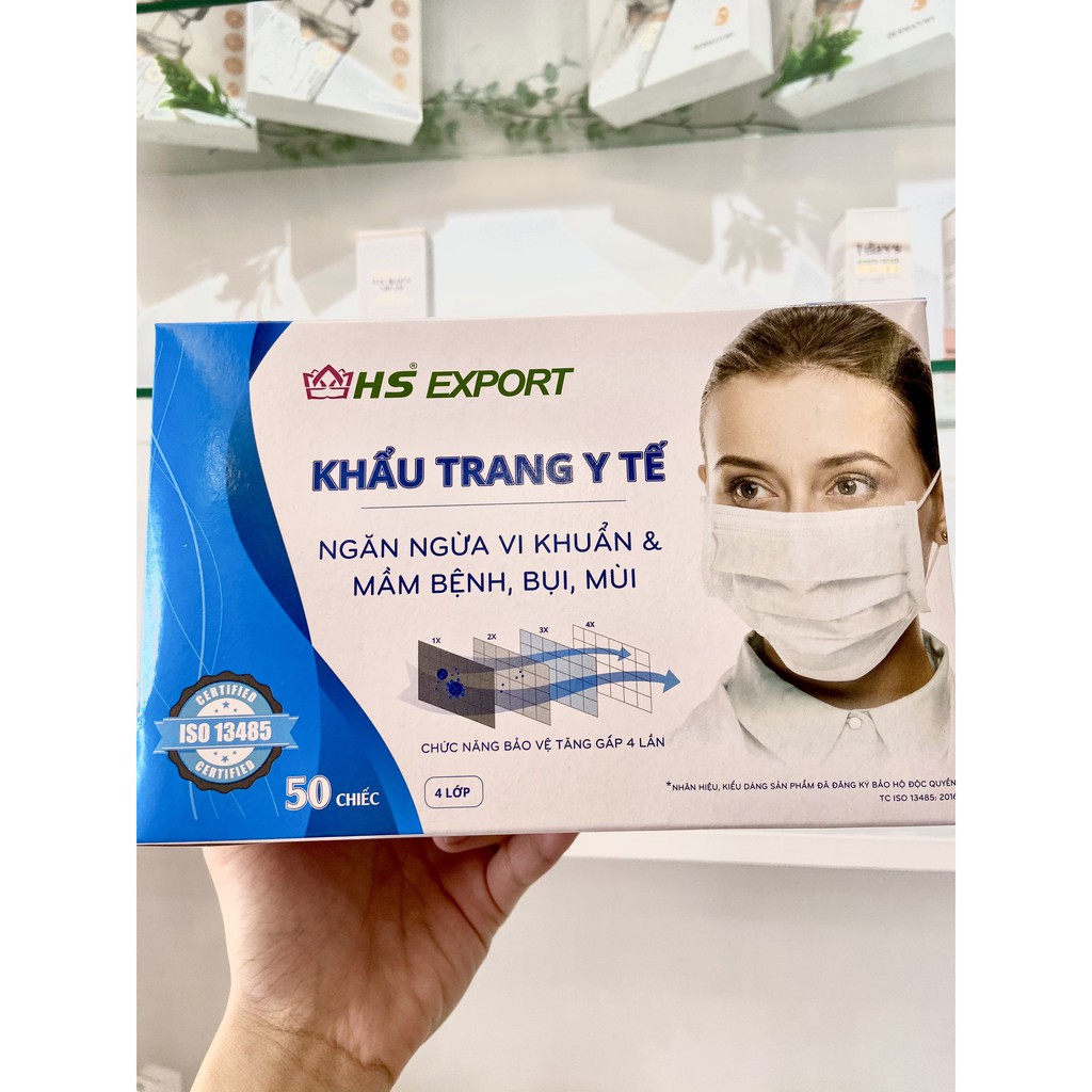 HỘP 50 CHIẾC KHẨU TRANG Y TẾ 4 LỚP HƯƠNG SEN