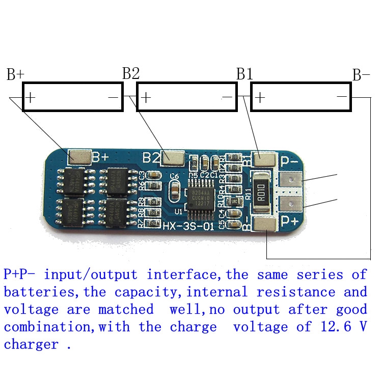 Bảng Mạch 3s 12v 18650 10a bms 10.8v 11.1v 12.6v Chất Lượng Cao