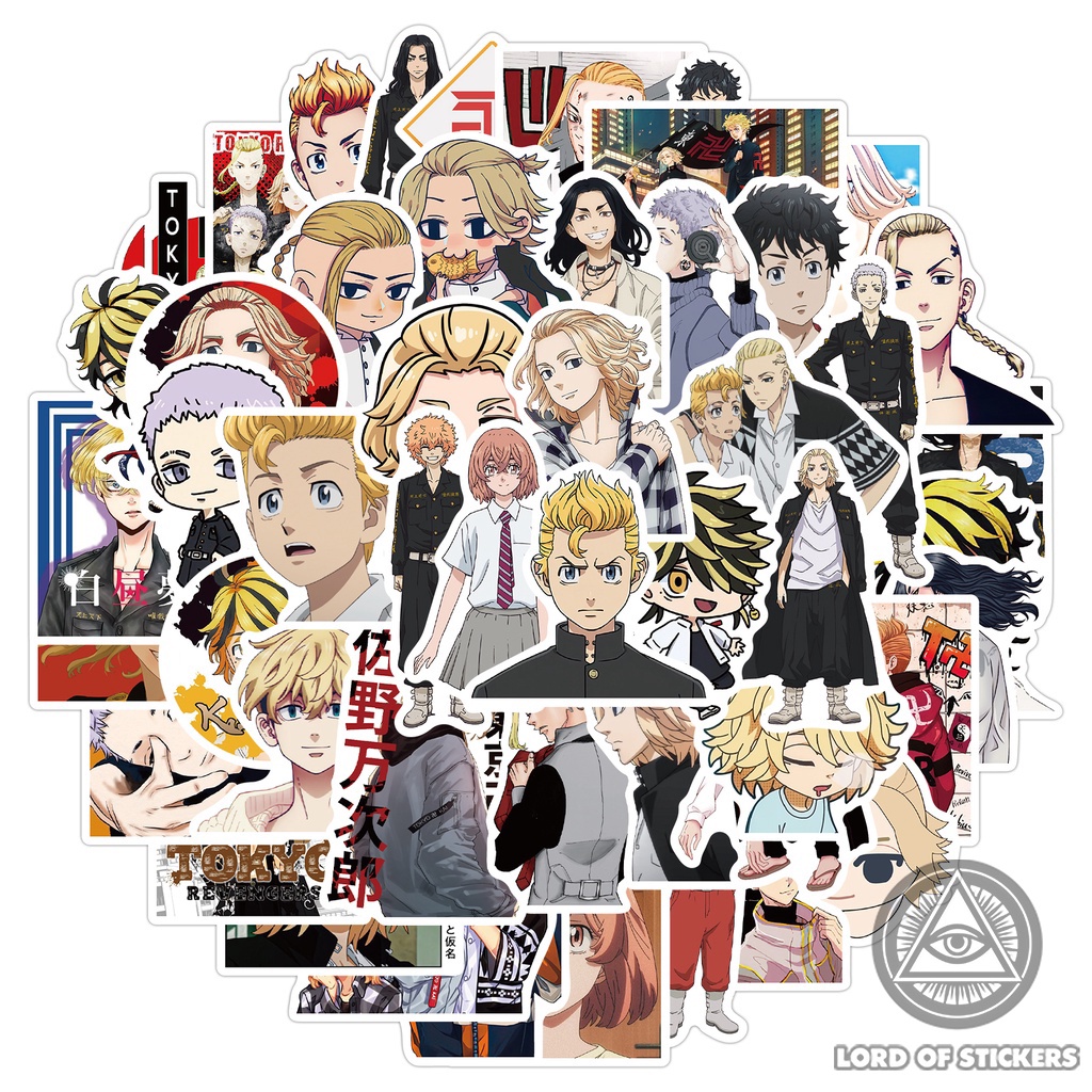 Set 100 Hình Dán Tokyo Revengers Anime Manga Sticker Chống Thấm Nước Trang Trí Mũ Bảo Hiểm, Ván Trượt, Laptop, Vali, Sổ