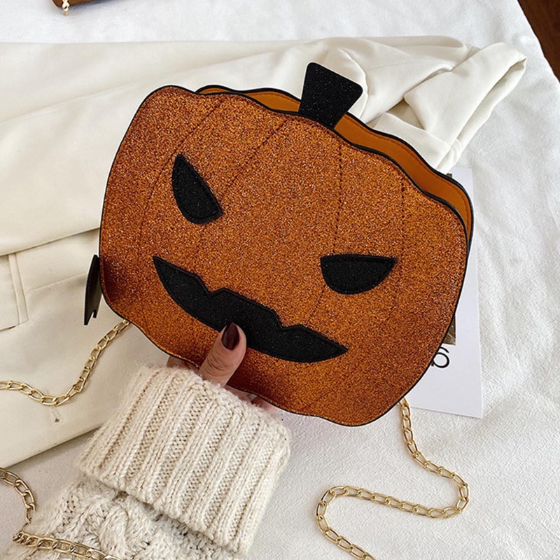 Túi Đeo Chéo Da PU Phối Dây Xích Phong Cách Halloween Thời Trang Cho Nữ