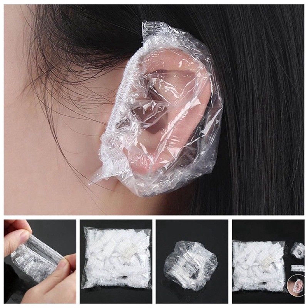 50/100 mũ nhựa bọc lỗ tai không thấm nước dùng 1 lần